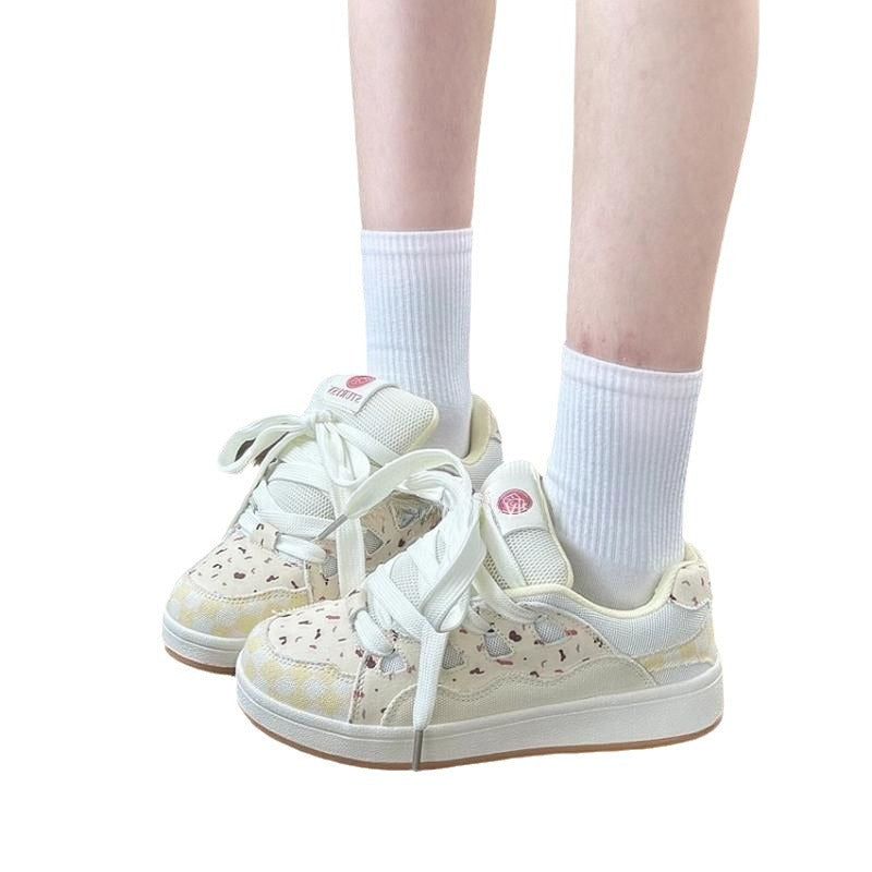 Damen Sneaker mit floralem Design und extra dicker Sohle