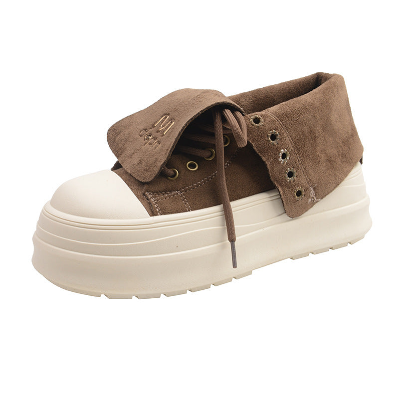 Damen Hochformat Sneakers mit modischem Veloursleder und robustem Plateau