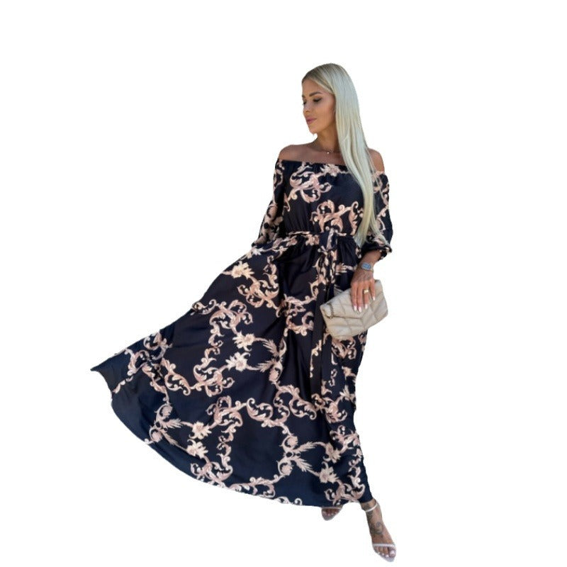 Damen Maxikleid mit off-shoulder Design und voluminösen Ärmeln R&B