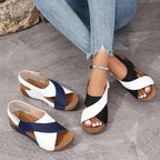 Damen Wedgesandalen mit modischem Kreuzriemen-Design und anatomischer Fußbettung R&B
