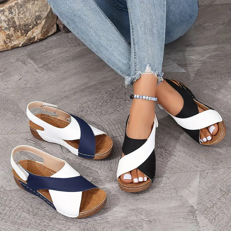 Damen Wedgesandalen mit modischem Kreuzriemen-Design und anatomischer Fußbettung R&B