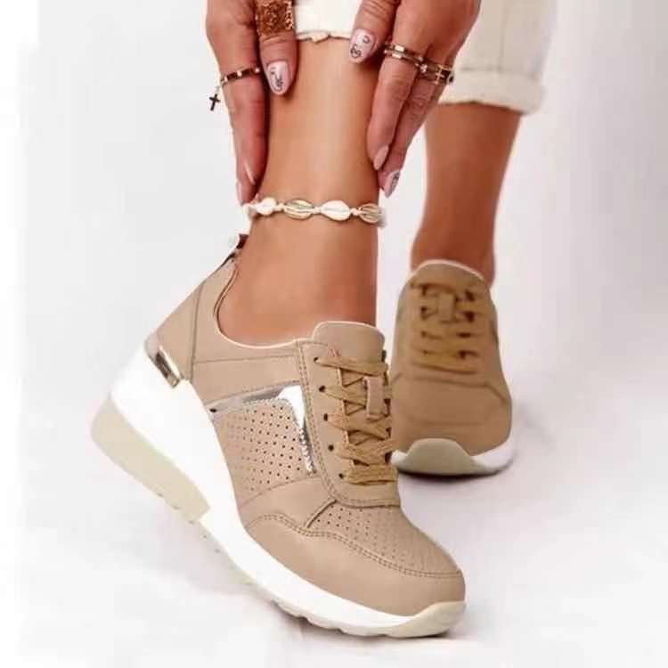 Damen modische Plateau-Sneaker mit atmungsaktiver Mesh-Oberfläche und komfortablem Fußbett R&B