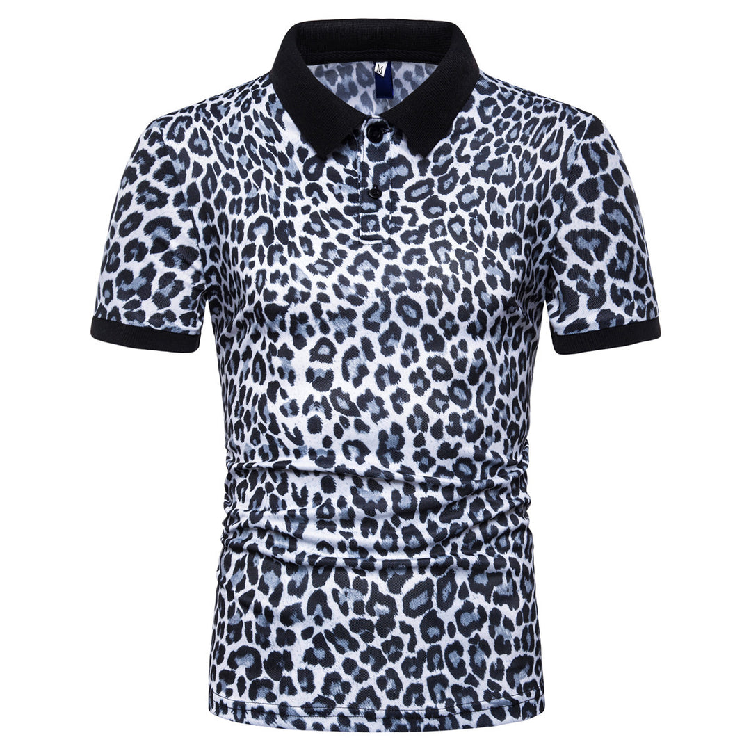 Herren Polo-Shirt mit aufregendem Leopardenmuster und modernem Schnitt R&B