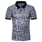 Herren Polo-Shirt mit aufregendem Leopardenmuster und modernem Schnitt