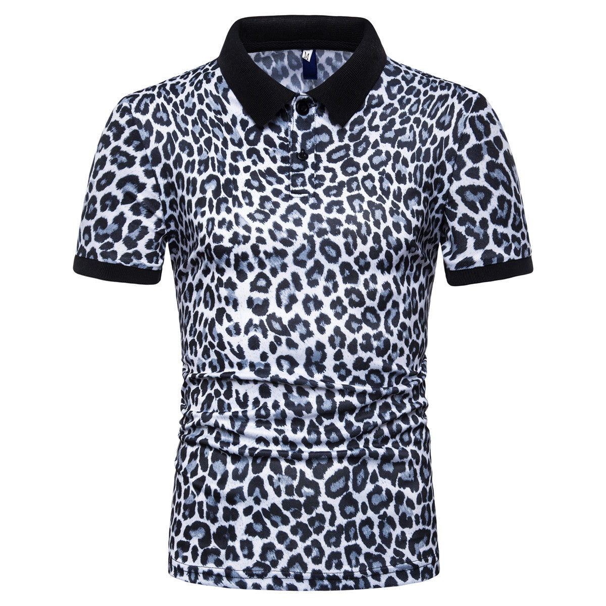Herren Polo-Shirt mit aufregendem Leopardenmuster und modernem Schnitt