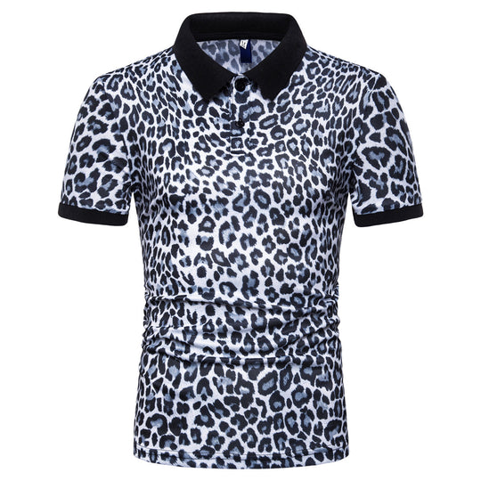 Herren Polo-Shirt mit aufregendem Leopardenmuster und modernem Schnitt R&B