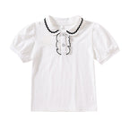 Mädchen modische Bluse mit Rüschenkragen und Puffärmeln R&B