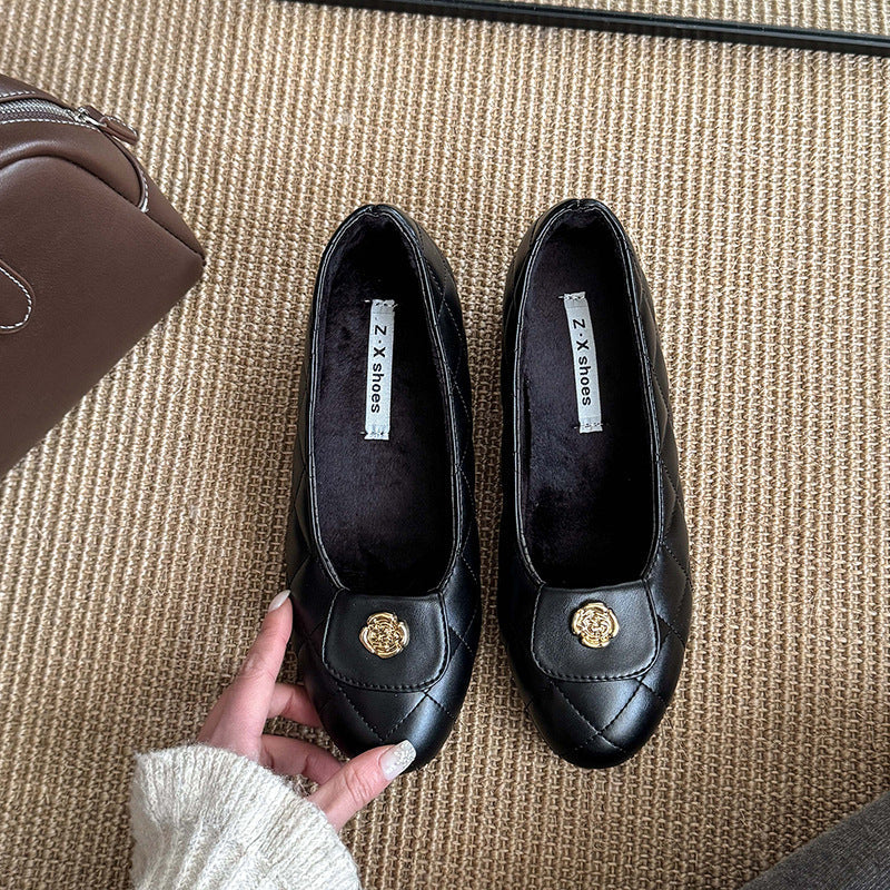 Damen Ballerinas mit modischem Riemen und eleganter Steppoptik R&B