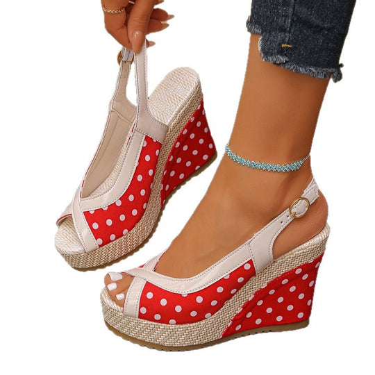 Damen Wedge-Sandalen mit buntem Punkte-Design R&B