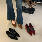 Damen elegante Slingback Ballerinas mit modischem Riemchen und hochwertigem Veloursleder R&B