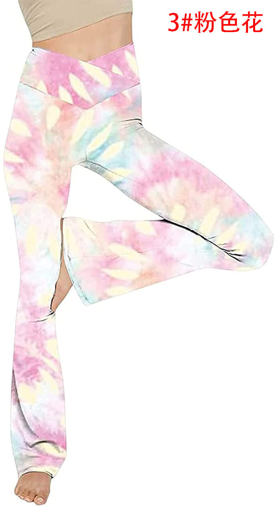Damen Bootcut Yoga-Hose aus elastischem Material mit hohem Bund R&B