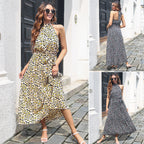 Damen Halbarm Maxikleid mit Blumenmuster und tailliertem Schnitt R&B