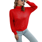 Damen Strickpullover mit strukturiertem Zopfmuster und Rollkragen R&B