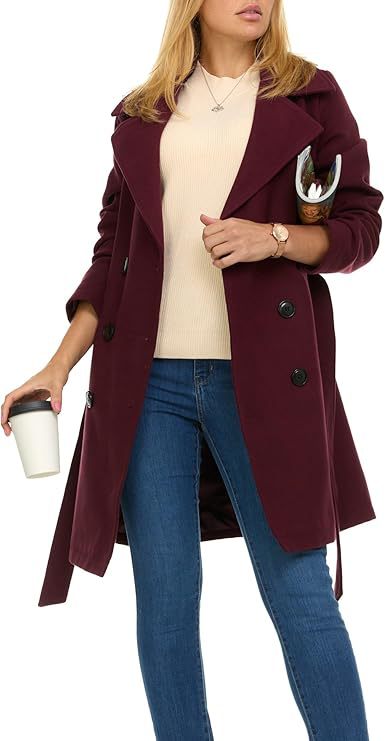 Damen Trenchcoat mit asymmetrischem Saum und breitem Kragen R&B