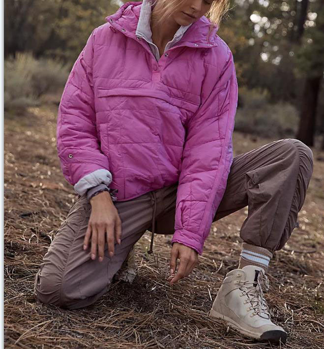 Damen lässige Winterjacke mit Steppdesign und Kragen R&B