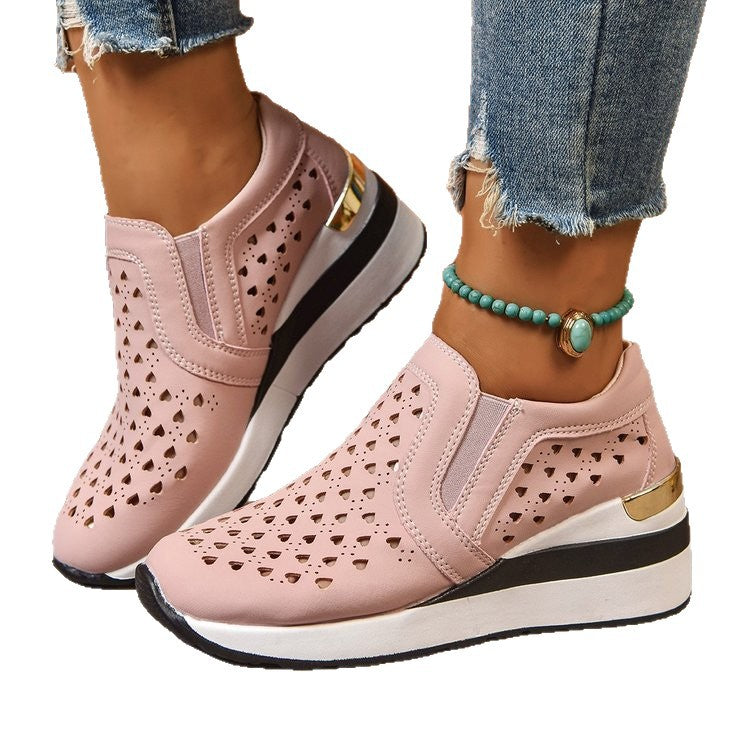 Damen sportliche Slip-On Sneakers mit atmungsaktivem Obermaterial und dekorativen Perlendetails R&B