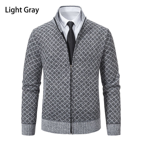 Herren Strickjacke mit modernem Zipper und hochwertigem Muster R&B