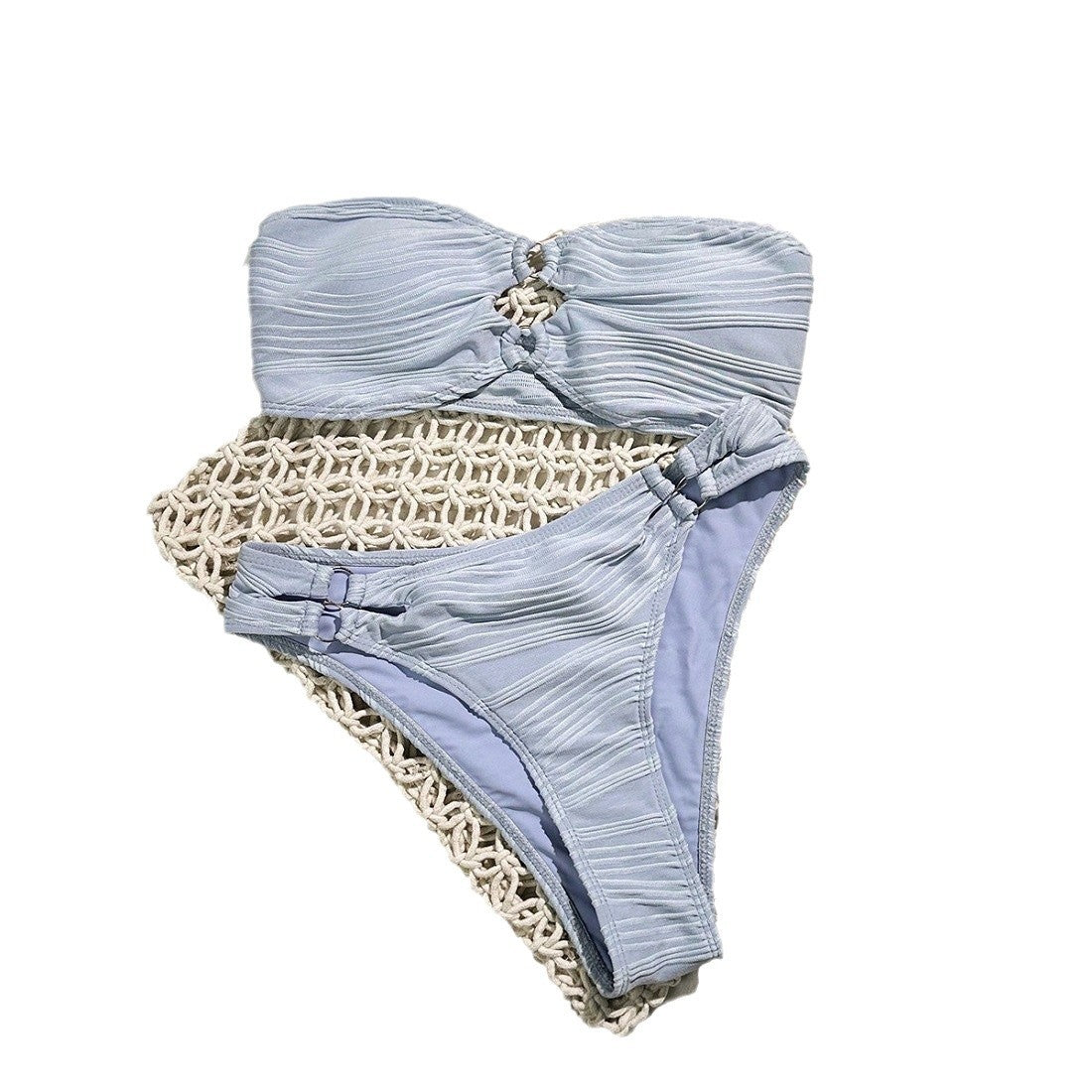 Damen Bandeau-Bikini-Set mit raffinierten Falten R&B