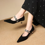 Damen elegante Pumps mit Perlenschmuck R&B