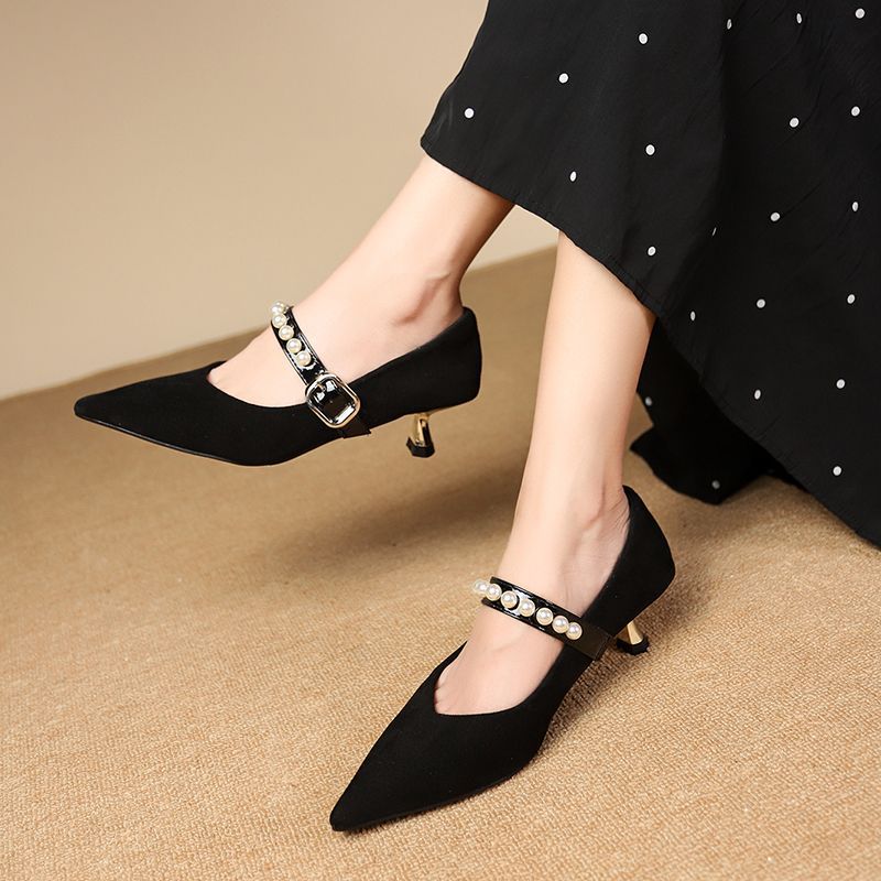 Damen elegante Pumps mit Perlenschmuck R&B
