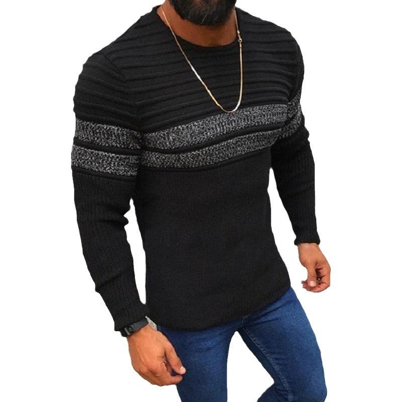 Herren Strickpullover mit strukturiertem Wellenmuster und modischem Farbdesign R&B