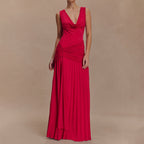 Damen Elegantes Maxikleid mit fließendem Stoff und Raffungen R&B
