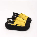 Damen modische Plateau-Sandalen mit elegantem Kreuzriemen und komfortablem Fußbett R&B