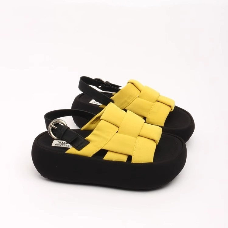 Damen modische Plateau-Sandalen mit elegantem Kreuzriemen und komfortablem Fußbett R&B