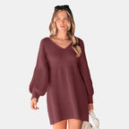 Damen Off-Shoulder Strickkleid R&B