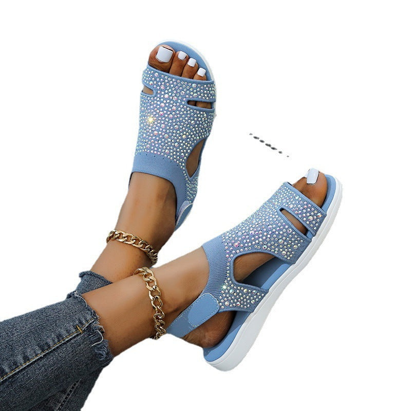 Damen Sportliche Sandalen mit strassbesetztem Obermaterial und flexiblem Riemendesign R&B