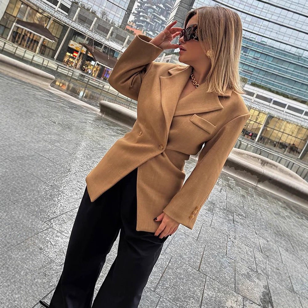Damen Elegante oversized Blazerjacke mit Knopfdetails und zeitgemäßer Silhouette R&B