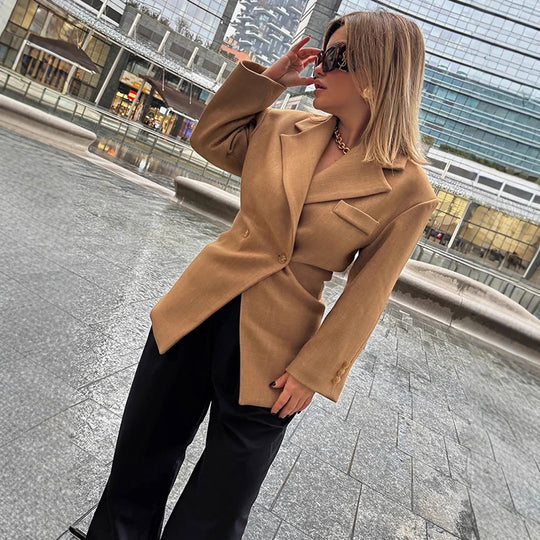 Damen Elegante oversized Blazerjacke mit Knopfdetails und zeitgemäßer Silhouette R&B