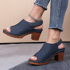 Damen Clogs mit elegantem offenes Design und komfortablem Blockabsatz R&B