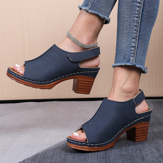Damen Clogs mit elegantem offenes Design und komfortablem Blockabsatz R&B