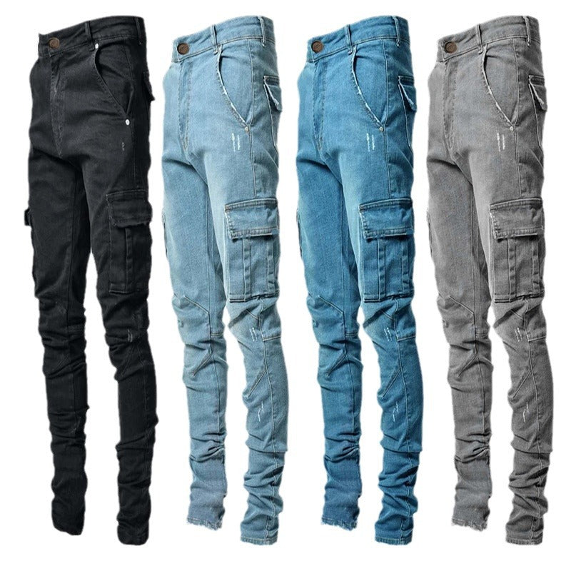 Herren Cargo-Denim-Hose im modernen Slim Fit mit praktischen Seitentaschen R&B