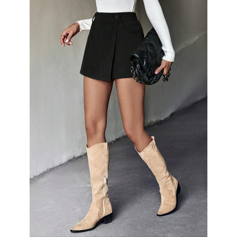 Damen Minirock mit asymmetrischem Schnitt und Knopfdetails R&B