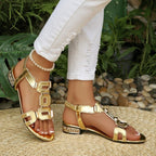 Damen Glänzende Riemensandalen mit modischen Schnallen R&B