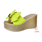 Damen Wedge-Sandel mit modischem Schleifen-Design und eleganter Kettenapplikation R&B
