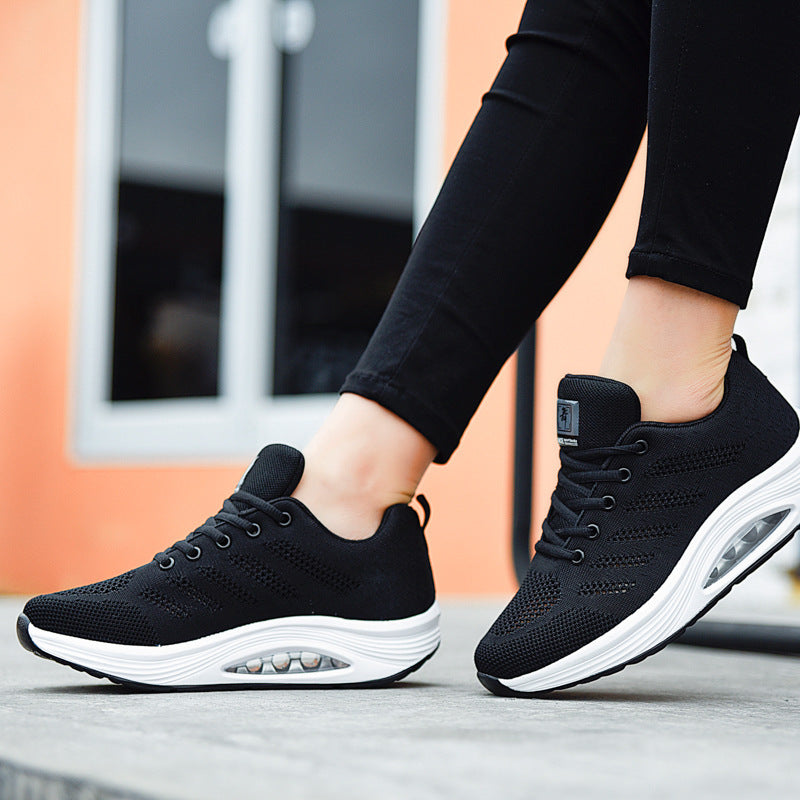 Damen nan atmungsaktiver Strick-Gehkomfort-Sneaker mit integrierter Luftfederung und ergonomischer Rockersohle R&B