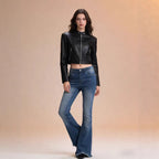 Damen Schlagjeans mit fransigem Saum