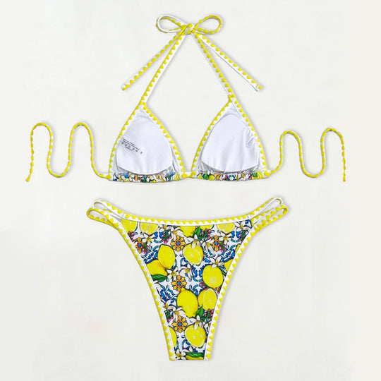 Damen Triangel-Bikini mit fröhlichem Zitrusmuster R&B