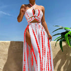 Damen Bikini-Set mit elegantem Maxirock und femininem Oberteil R&B