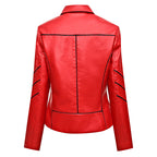 Damen modische Kunstlederjacke mit schicker Zipp-Detailierung