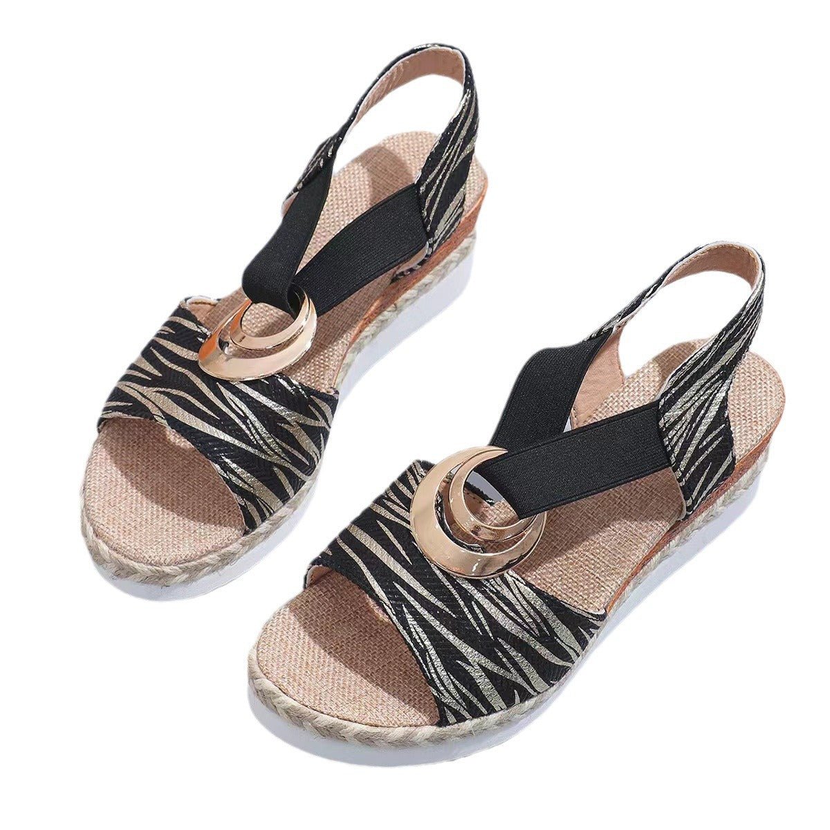 Damen Wedge-Sandalen mit eleganter Schnallenapplikation und komfortablem Fußbett R&B