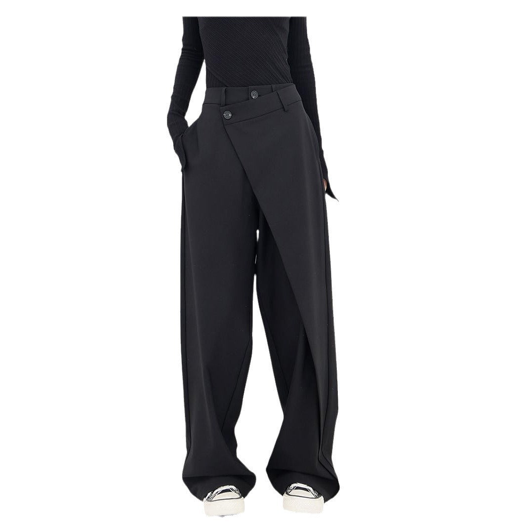 Damen elegante weit geschnittene Palazzo-Hose mit asymmetrischen Schnittdetails R&B