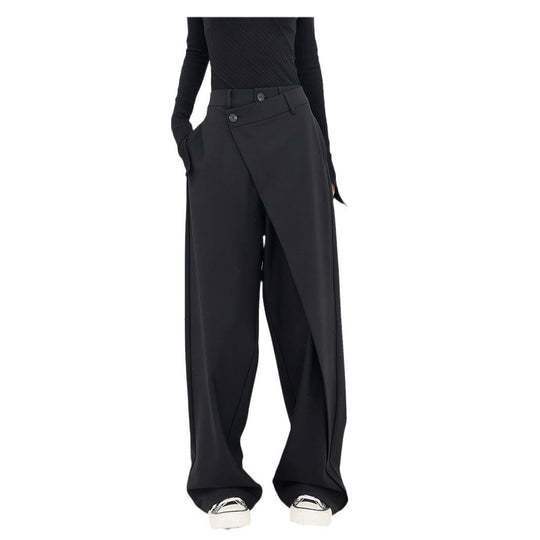 Damen elegante weit geschnittene Palazzo-Hose mit asymmetrischen Schnittdetails R&B