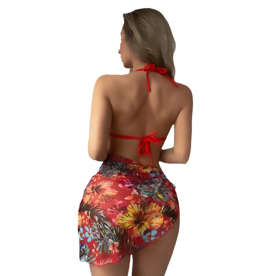 Damen Bikini mit verstellbaren Trägern und floralem Wickelrock R&B
