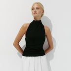 Damen Enganliegendes Highneck-Top mit Raffung R&B
