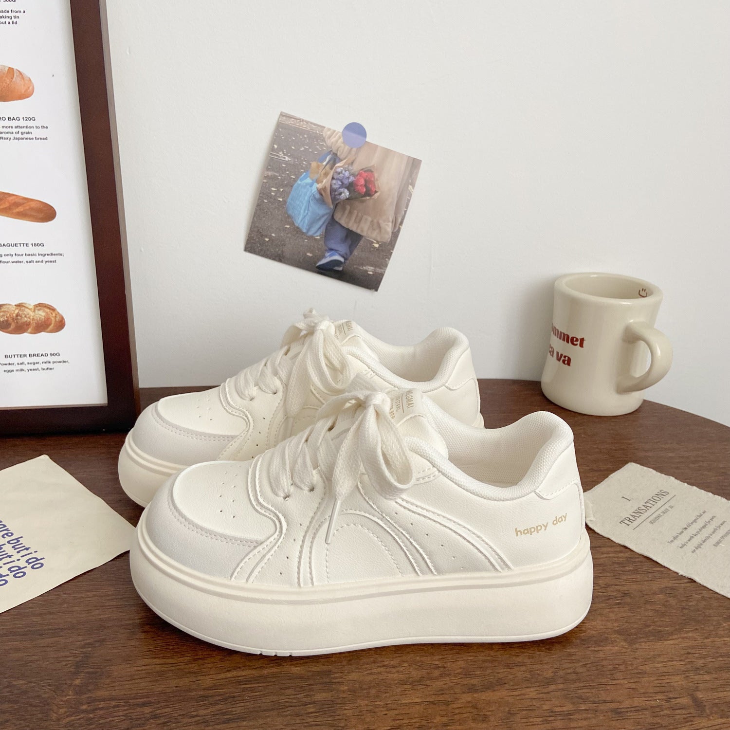 Damen Elegante Plateau-Sneaker mit strukturiertem Obermaterial