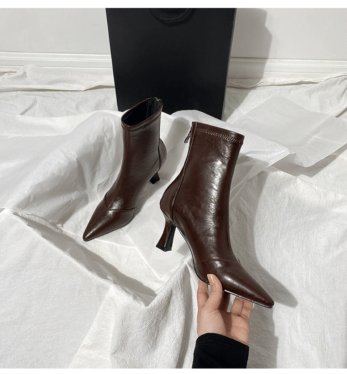 Damen Elegante High Heel Stiefeletten mit schmaler Silhouette und spitzem Design R&B